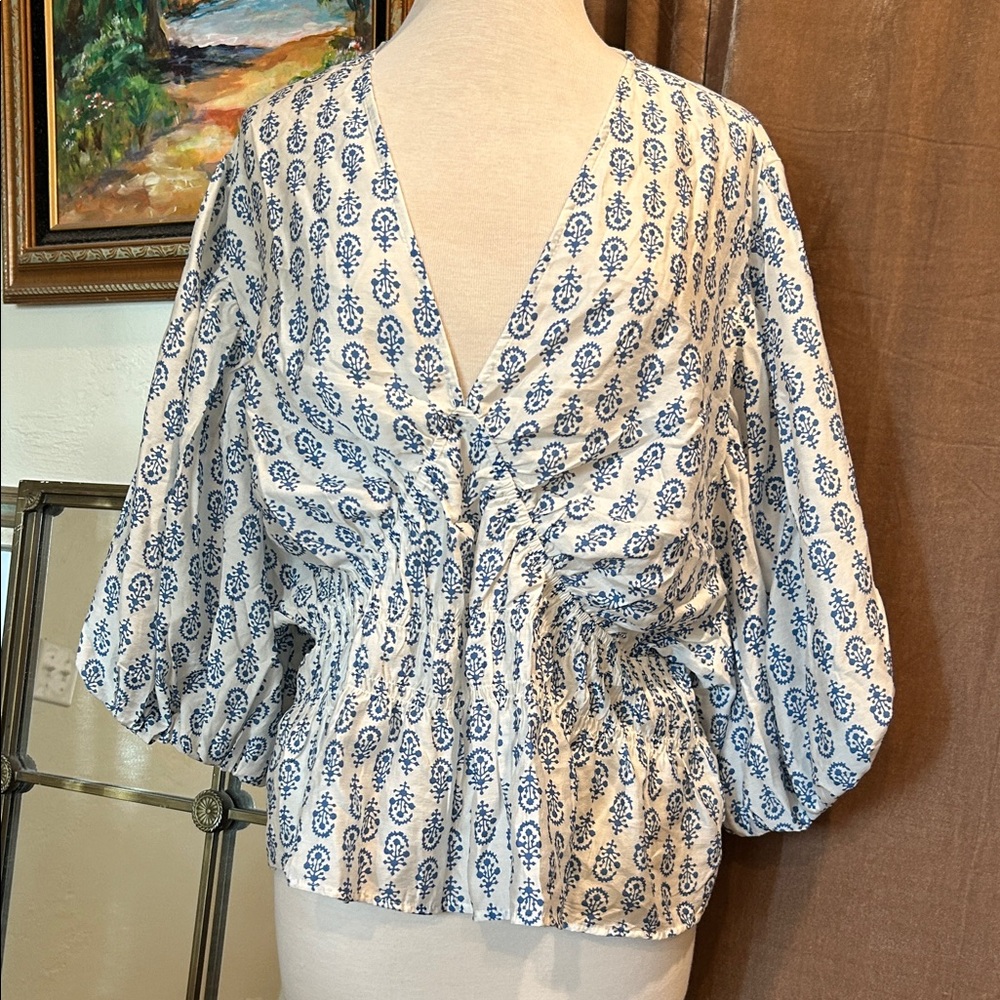 H&M Blue Patterned Blouse